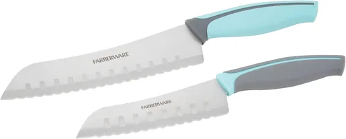 Miniatura 6 de Farberware Precise Slice - Juego de cuchillos Santoku, 2 piezas, azul y gris