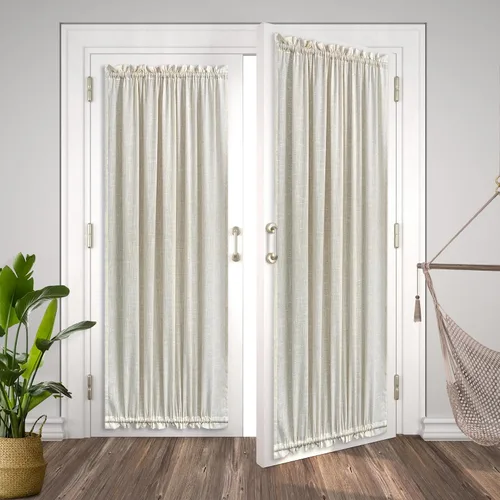 Miniatura 4 de KOUFALL Cortinas de luz lateral para puerta de 72 pulgadas de largo para ventanas laterales, mezcla de lino, protección de privacidad, filtrado