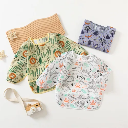 Miniatura 2 de Paquete de 3 baberos de manga larga, bata de bebé para comer de 6 a 30 meses, baberos reutilizables para bebés y niños pequeños C (3 paquete)