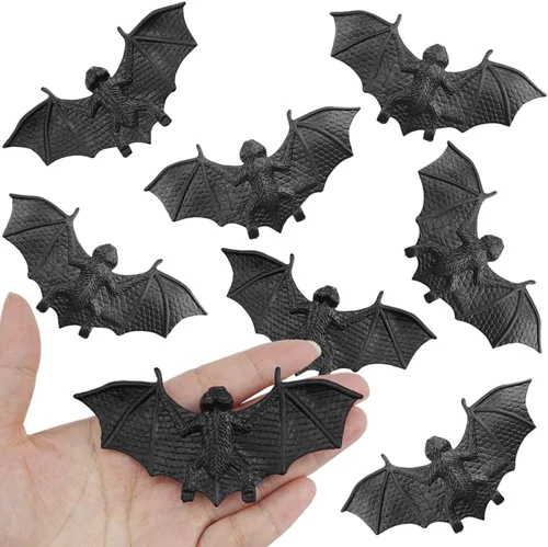 Miniatura 3 de SaktopDeco Murciélagos negros de 4 pulgadas, decoración de Halloween, mini murciélago 3D, juguete de plástico para fiesta, murciélagos artificiales