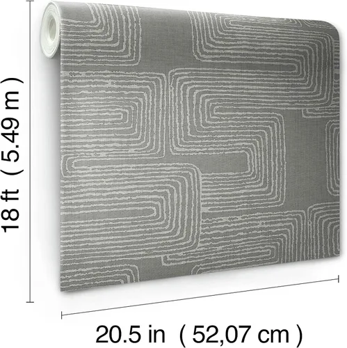 Miniatura 8 de RoomMates RMK12215PL Nikki Chu Papel Tapiz Autoadhesivo Despegar y Pegar Zulu Signature Gris y Plateado Metálico