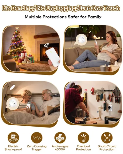 Miniatura 6 de NineLeaf Interruptor de salida remoto inalámbrico, interruptor de lámpara remoto, interruptor decorativo de enchufe de luz de encendido y apagado