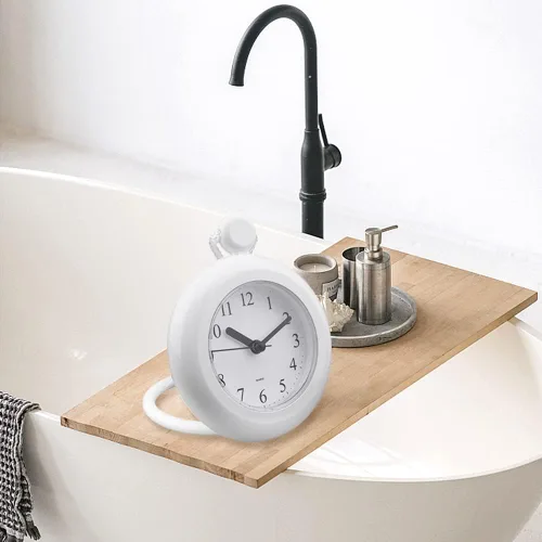 Miniatura 2 de Reloj analógico de baño, reloj de cuarzo compacto de 4.72 pulgadas con movimiento silencioso, colgar o poner, plástico ABS, requiere 1 batería AA