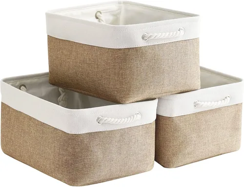 Miniatura 24 de Cesta de organización y almacenamiento para estantes - Paquete pequeño de 6 cestas de almacenamiento de tela plegables para organizar con asa