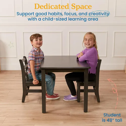 Miniatura 4 de ECR4Kids Juego de mesa y silla rectangular de madera dura de 24 x 36 pulgadas, altura de asiento de 12 pulgadas, muebles para niños, gris lavado