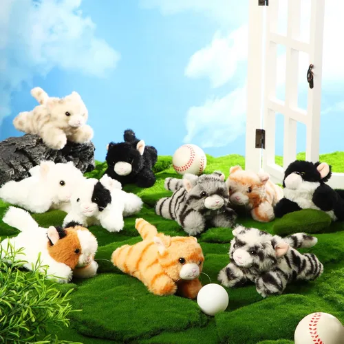 Miniatura 4 de Lenwen 10 piezas de animales de peluche de gato a granel, suaves y tiernos, gatitos surtidos para niños, regalo de cumpleaños, regalos de fiesta