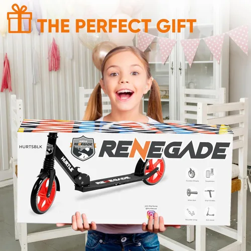 Miniatura 9 de Hurtle Renegade Kick Scooter for Kids, Teenagers & Adults - 2-Wheel Folding Scooter with Adjustable T-Bar Handlebar - Alloy Anti-Slip Deck