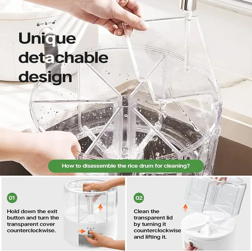 Miniatura 4 de Dispensador de Granos Slow Slog, Contenedor de Almacenamiento Giratorio de 360°, Dispensador de Alimentos de 6 Rejillas con Tapa Sellada