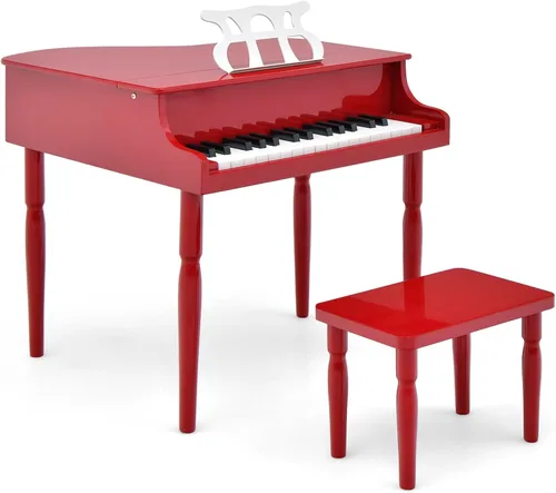Costzon Piano Clásico para Niños, Piano de Madera de 30 Teclas con Soporte para Partituras y Asiento, Mini Juguete Musical para Niños, Ideal para