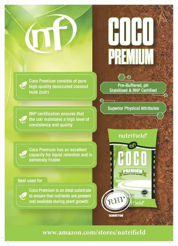 Miniatura 3 de Fibra de Coco Premium RHP Certificada 9 Quarts / 10 Litros / 2.6 Galones Pre-Amortiguada con Calcio, Fibra de Coco Orgánica Lavada para Plantas