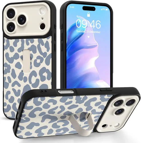 Funda compatible con iPhone 17 Pro Max con correa de mano para los dedos, funda de teléfono con estampado de leopardo y guepardo para mujeres y