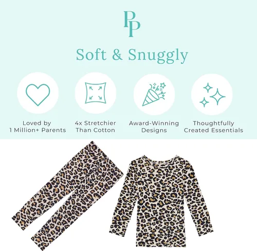 Miniatura 3 de Posh Peanut Pijamas para niñas, suaves, de viscosa de bambú para niños, pijamas a juego de manga larga para niñas