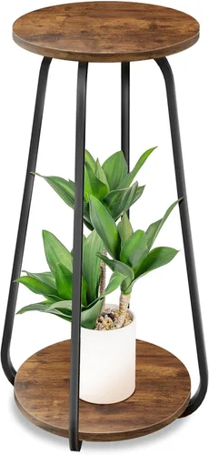 Soporte para plantas de interior, estante de 2 niveles para plantas, soporte de pedestal, soporte de flores, soportes de metal para plantas de