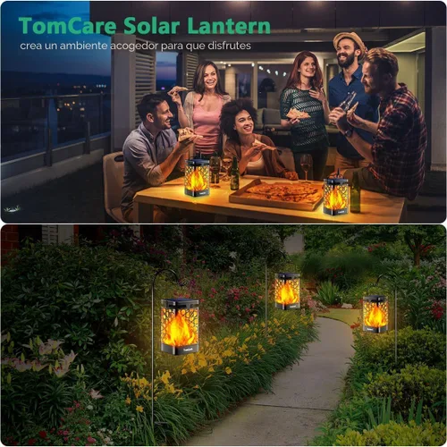 Miniatura 6 de TomCare Luces solares mejoradas, linterna solar parpadeante, linterna colgante al aire libre, iluminación decorativa, alimentada por energía solar