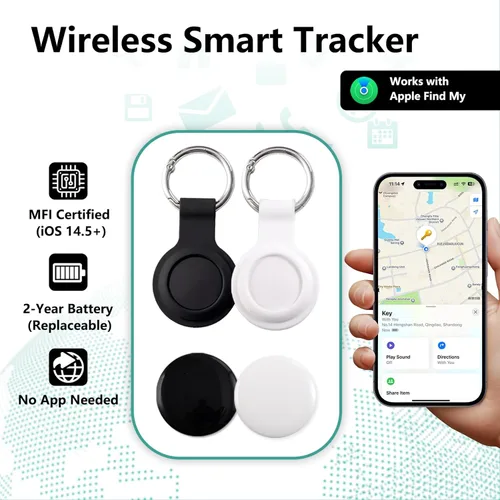 Miniatura 5 de Paquete de 2 rastreadores GPS y 2 llaveros para vehículos que funcionan con Find My (solo iOS) en tiempo real Mini localizador de automóvil oculto