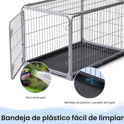 Miniatura 6 de ZOMISIA Jaula plegable para perros medianos, 36 pulgadas, a prueba de escapes, de metal, con doble puerta, fácil montaje, jaula plegable para perros
