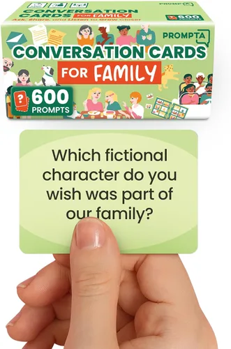 Prompta 600 tarjetas de conversación para familias – Divertido juego familiar para niños y adultos durante la noche de juego, cena familiar o viajes