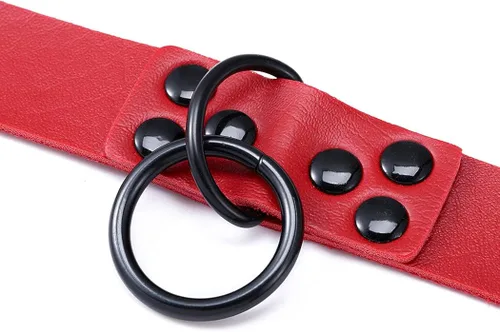 Miniatura 3 de Gangel Gargantilla circular de piel sintética con collar de roca gótica ajustable accesorio para disfraz de cosplay paquete de 1