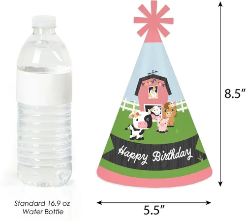 Miniatura 3 de Big Dot of Happiness Farm Animals - Sombreros de fiesta de cono para niños y adultos - Juego de 8