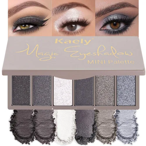 Miniatura 15 de evpct Paleta cuádruple de sombras de ojos marrón nude, brillante nude champán, dorado, marrón, cacao, brillantina, metálico, mate, alto pigmento