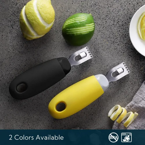 Miniatura 5 de KITCHENDAO Pelador Rallador de Cítricos y Limón para Ahorrar Esfuerzo, Herramienta Peladora de Cáscara de Limón Ultra Afilada con Giro para Bar Negro