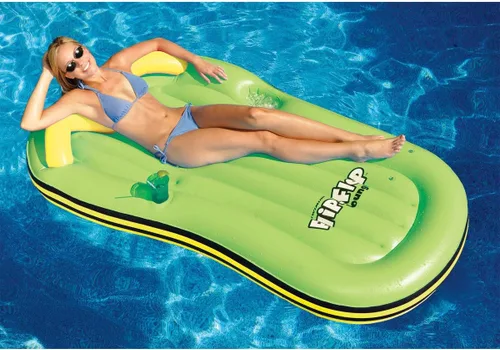 Miniatura 2 de SWIMLINE Colchoneta Inflable Flotador Reclinable Balsa Colchón para Piscina, Tapete Divertido, Chancla, Verde Chanclas