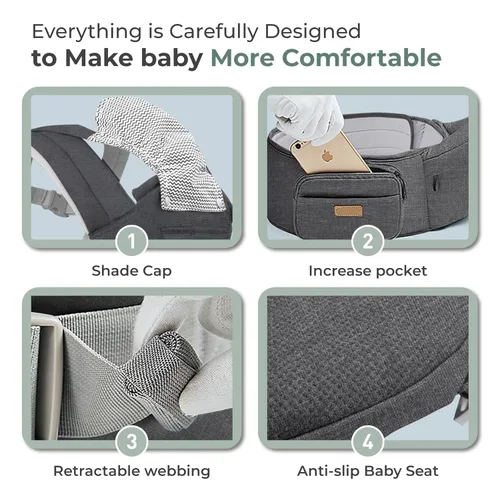 Miniatura 5 de FRUITEAM Portabebés de recién nacidos a niños pequeños, 6 en 1 ergonómico y ajustable con soporte lumbar para todas las estaciones, manos libres, se