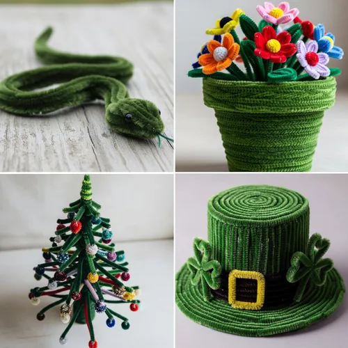Miniatura 3 de Caydo 100 piezas de limpieza de tuberías verde militar, tallos de felpilla flexibles para proyectos de manualidades y decoraciones del día