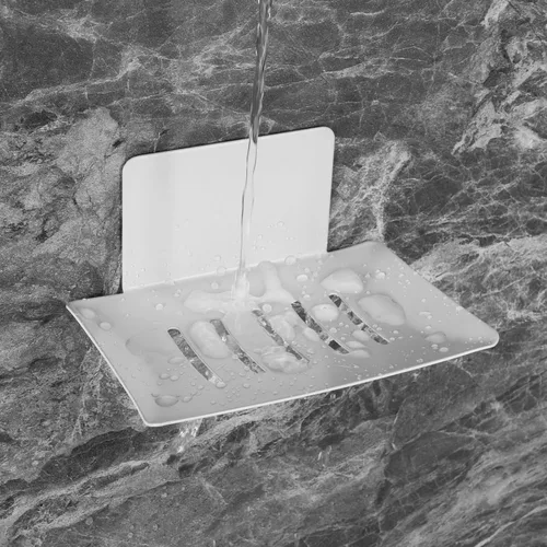 Miniatura 4 de Jaboneras para baño, soporte para jabón de barra con bandeja autodrenante, bandeja de jabón para pared de ducha, recipiente de jabón autoadhesivo