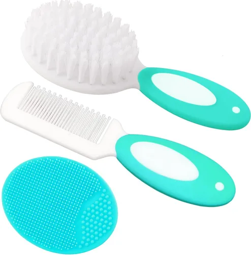 Cepillo para el pelo del bebé, cepillo para la cuna, peine para el pelo del bebé, cepillo de pelo de bebé y juego de peine para recién nacidos y
