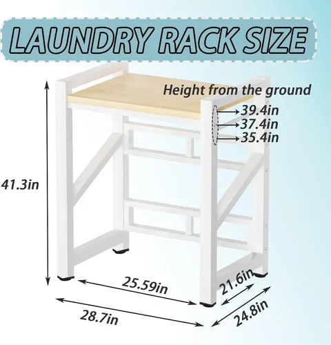Miniatura 2 de Soporte apilable para lavadora y secadora con 4 ruedas, estantes metálicos para lavadora y secadora con espacio de almacenamiento, kit