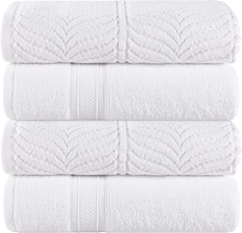 Miniatura 52 de Superior Juego de toallas surtidas de algodón Chevron de 12 piezas, cero torsión, secado rápido, artículos esenciales para el hogar, ducha, spa