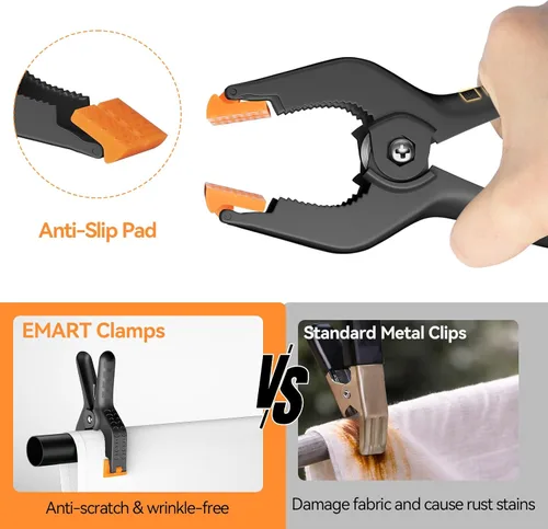 Miniatura 7 de EMART Paquete de 6 Abrazaderas de Resorte para Muselina Resistentes, Clips de Fondo de Cabina de Fotos de 4.5 Pulgadas para Estudio de Fotografía