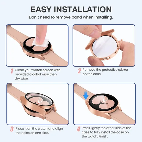 Miniatura 7 de Tensea Paquete de 2 fundas protectoras de pantalla para Samsung Galaxy Watch FE 2024/5 2022/4 2021 de 1.575 pulgadas, accesorios para la cara, funda