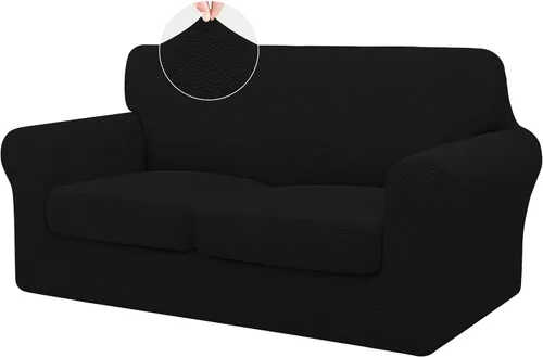 Miniatura 32 de ISSUNTEX - 4 piezas de fundas de sofá de alto estiramiento y espesor, funda suave para sofá con 3 cojines separados, funda elástica de sofá de tela