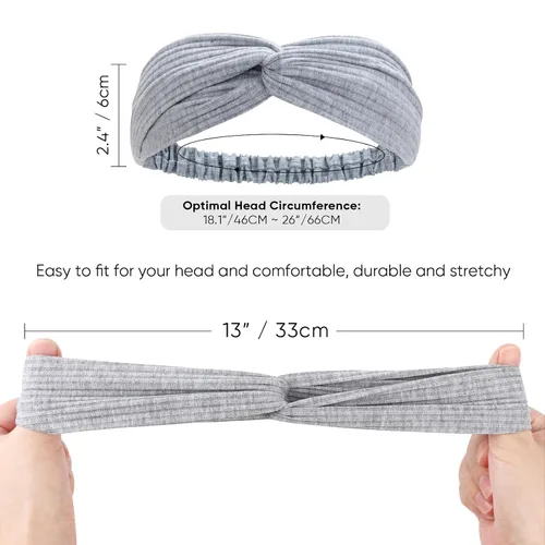 Miniatura 64 de DRESHOW Paquete de 8 diademas anudadas para mujer, con tiras cruzadas, antideslizantes, bohemias, trenzadas, accesorios para el cabello