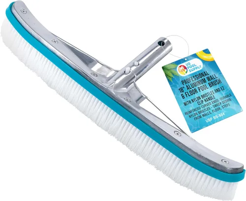 U.S. Pool Supply Cabezal de cepillo de piscina para piscinas enterradas, cepillo de piscina de 18 pulgadas con mango de poste, cepillos de cerdas