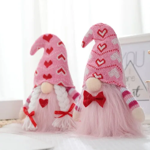 Miniatura 5 de Ochine Decoraciones de peluche de gnomo para el día de San Valentín, decoración del día de San Valentín, elfo escandinavo, sueco, Tomte, Navidad