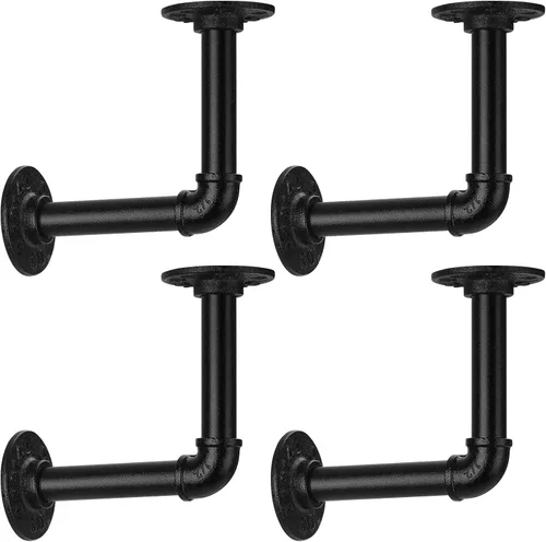 Miniatura 5 de Soporte de estante de tubo de 1/2 pulgada, soporte de estante flotante montado en la pared, soporte de metal colgante de pared punk de vapor