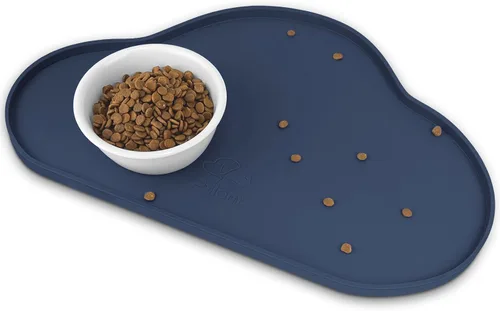 Miniatura 17 de Ptlom - Alfombrilla de silicona para alimentación de mascotas para perros y gatos, alfombrilla para comedero con bordes altos, antideslizante, Beige