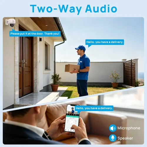 Miniatura 4 de VIKYLIN Cámara 4K PTZ para exteriores 8MP IP POE con audio de 2 vías, zoom óptico Pan Tilt 5X/Cámara PTZ de seguridad de lente de 2.7 ~ 0.531 in