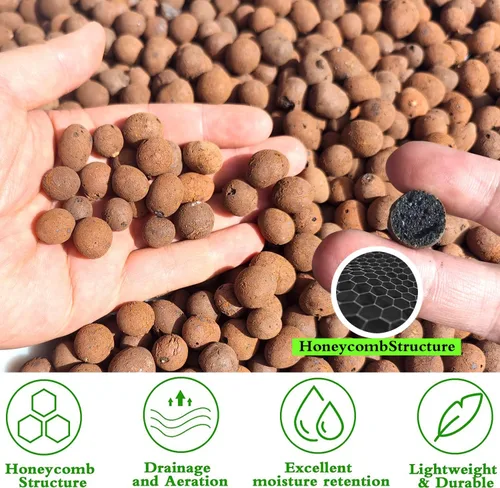 Miniatura 4 de Voulosimi - Guijarros de arcilla hidropónicos, rocas de ceramsite orgánicas, medio de cultivo para horticultura, orquídeas, drenaje (5.4 kg)