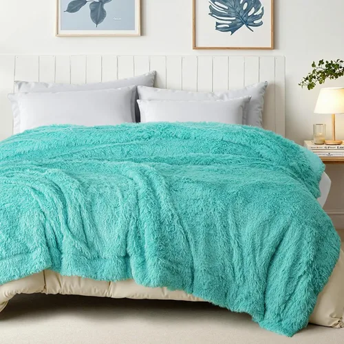 Miniatura 23 de Exclusivo Mezcla Manta de Cama Mullida de Piel Sintética Tamaño King, Mantas Reversibles Shaggy de Vellón Sherpa Teñido Tie Dye, Mantas Mullidas