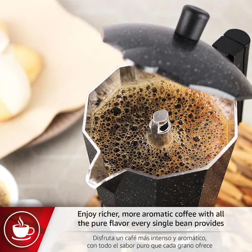 Miniatura 4 de Magefesa Onix - Olla de café expreso de 9 tazas, cafetera italiana de acero inoxidable y aluminio, compatible con todas las estufas