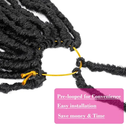 Miniatura 4 de Extensiones de cabello sintético de ganchillo con extremos rizados profundos de 24 pulgadas, paquete de 8 paquetes de trenzas sintéticas suaves de 1b