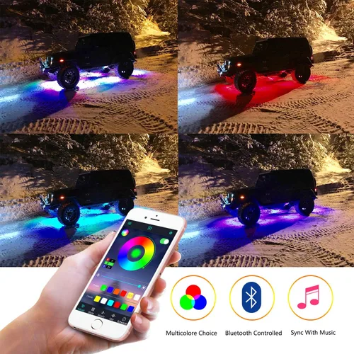 Miniatura 5 de Kits de luces LED RGB con control Bluetooth, impermeables, multicolor, luces LED de neón subterráneo, luces para camión, SUV, ATV, UTV, barco