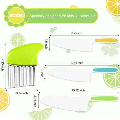 Miniatura 2 de Suhctuptx Cuchillos de cocina para niños, juego de cuchillos de nailon para niños pequeños con cortador ondulado, cuchillo seguro para niños
