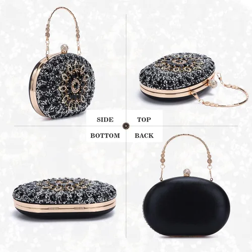 Miniatura 2 de Bolso de mano de noche con diamantes de imitación para mujer, bolsa de mano con diamantes brillantes y brillantes, bolsa de fiesta de boda de cristal
