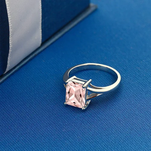 Miniatura 89 de Gem Stone King Anillo de compromiso solitario con diseño clásico de vástago dividido para mujer, plata de ley 925, piedra natal de piedra preciosa