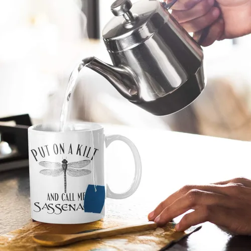 Miniatura 5 de Taza de café de cerámica blanca con texto en inglés «Put On a Kilt and Call Me Sassenach», inspirada en Outlander, de 11 onzas, para mujeres